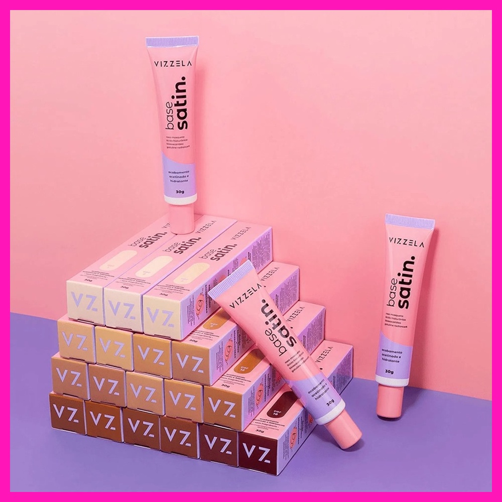 Vizzela Satin Base Líquida 30g (Acabamento acetinado e Hidratante)
