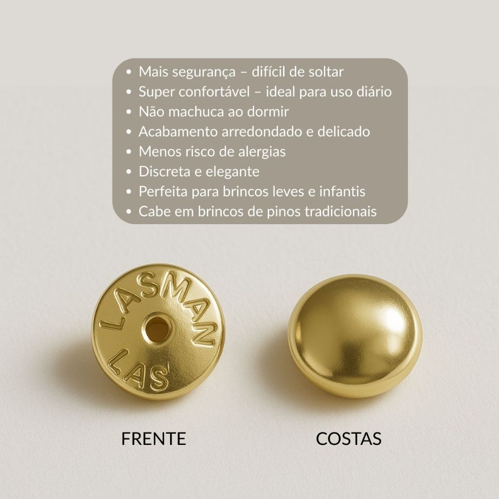 Kit 8 Pares Tarraxa Baby Banhada a Ouro 18k – Não Machuca – Antialérgica