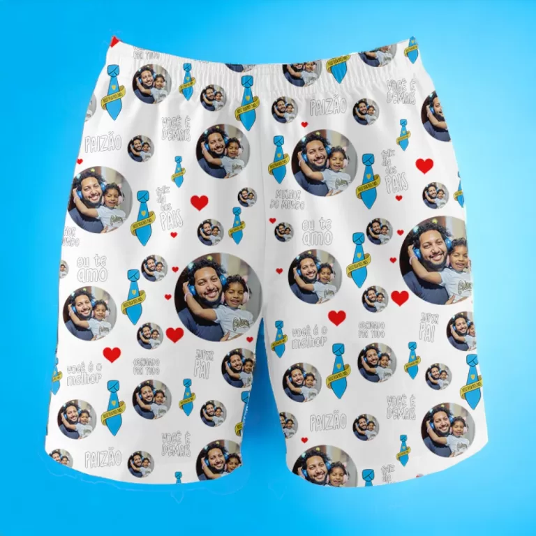Samba-Canção com Foto Dia dos Pais Shorts Mascul