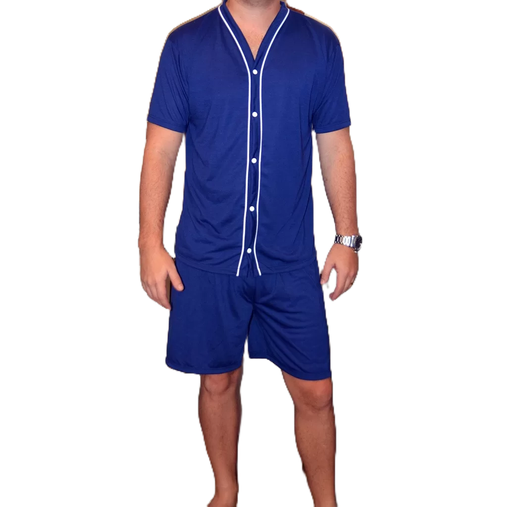 Pijama Masculino com Botões Aberto Cirurgico Meia Manga de Malha Qualidade