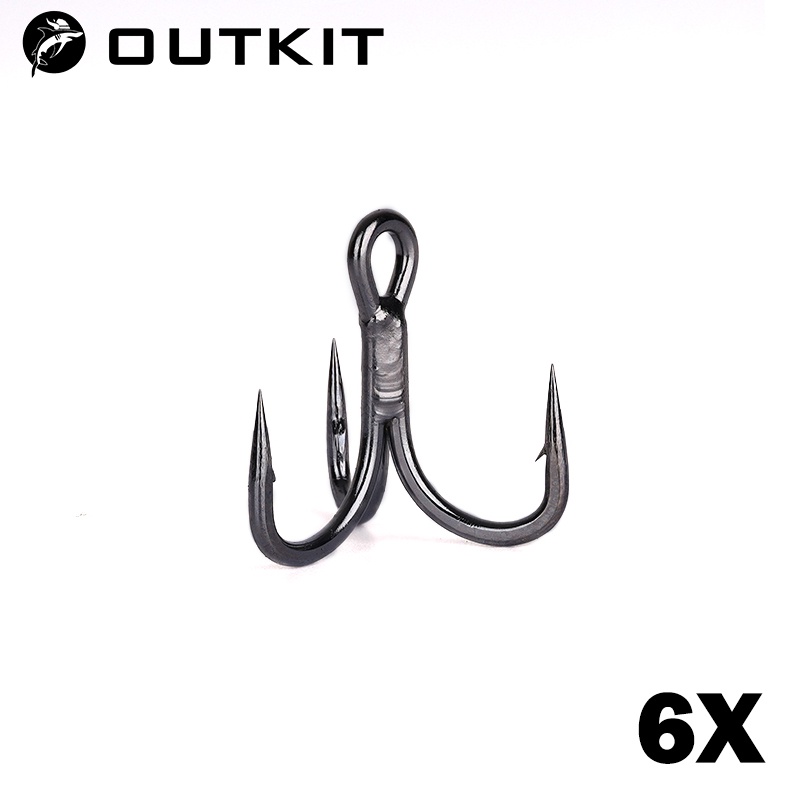 10 Pcs 6x Forte Super Sharp Rodada Treble Hook Antiraust Aço Carbono De Alta 2 4 6 8 # Ganchos Agudo