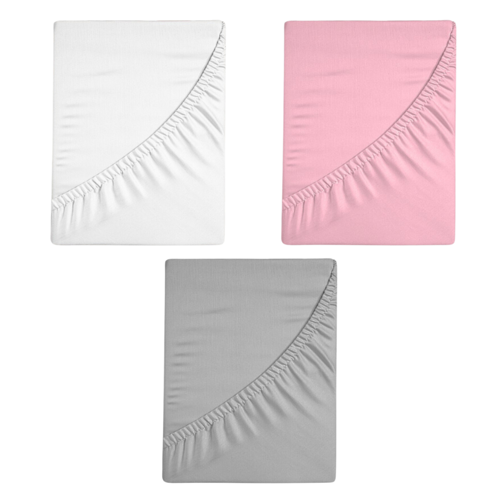 Kit 3 Lençol Berço Americano Percal 400 Fios Macio com Elástico 130x70cm Menina e Menino