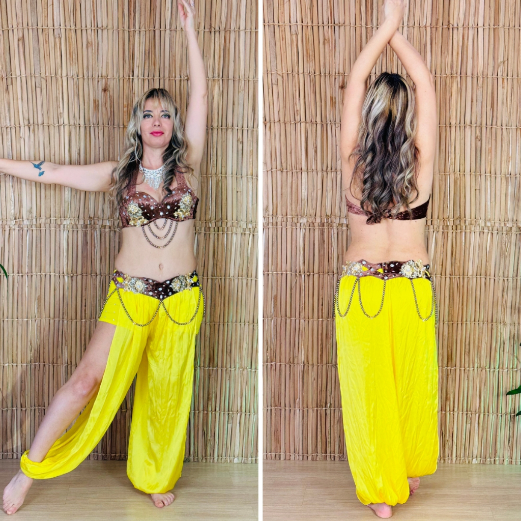[Liquidação] Dança do Ventre Traje Bordado Completo M 42  – Pronta Entrega – TPCL-412