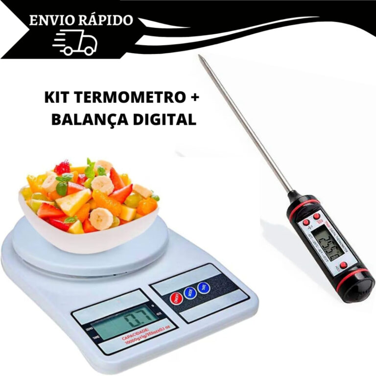 Kit Culinario Balança Digital 10Kg + Termômetro 