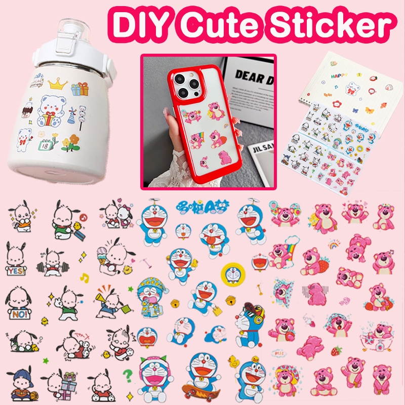Adesivos de desenho animado transparentes DIY decorativo manual decoração à prova dágua adesivos de
