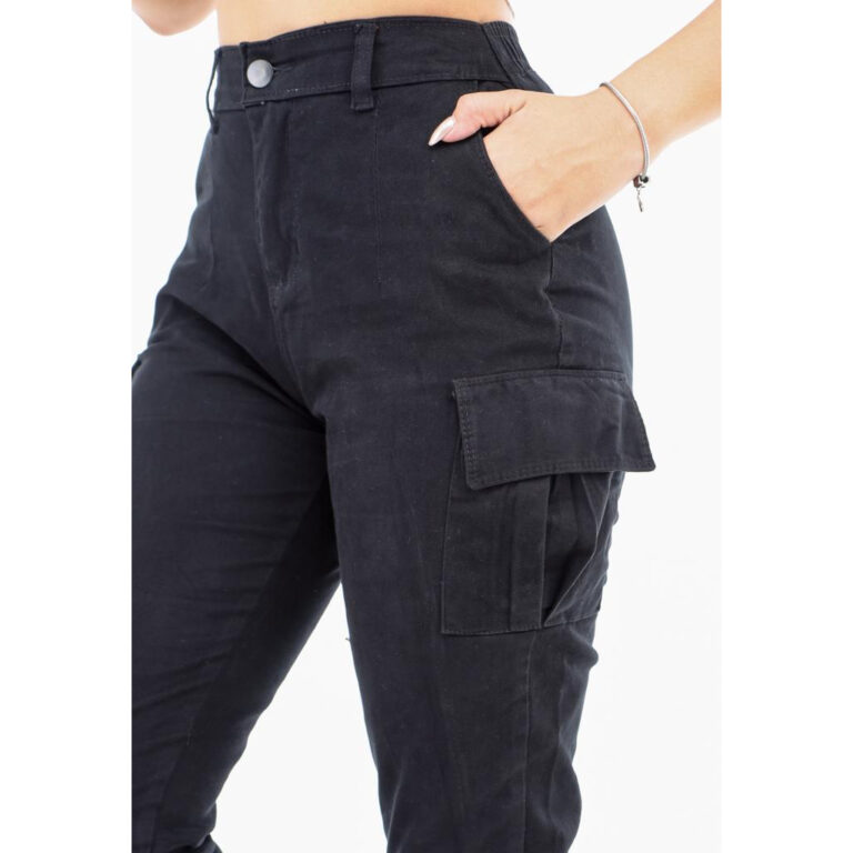 Calça Jogger Cargo Sarja Feminina Com Bolso Model