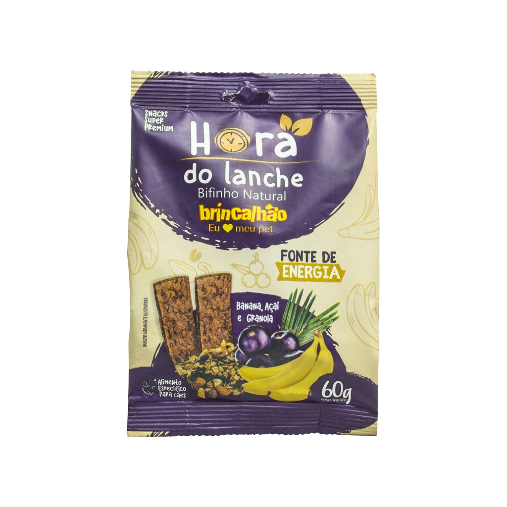 Petisco Pet para Cães Bifinho Brincalhão Hora Do Lanche Banana e Açaí 300G