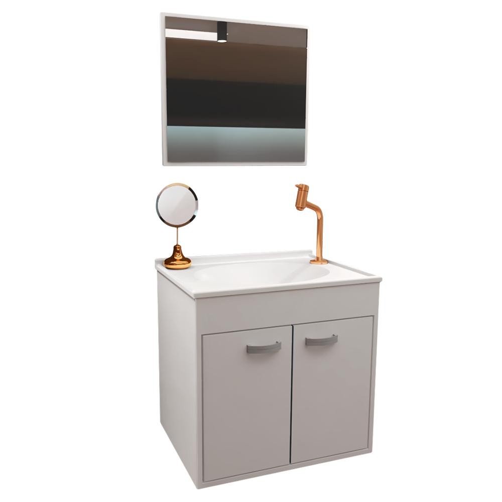 Gabinete Armário Para Banheiro Com Espelho Udine 45 Branco