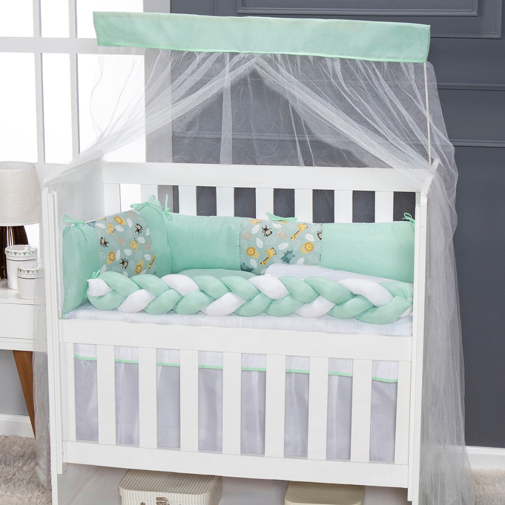 Kit Mini Berço Menina Menino 6 Peças Com Saia