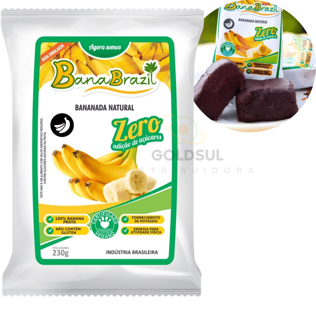 Doce De Banana Natural Zero Açúcar 20un de 23g Sem Glúten