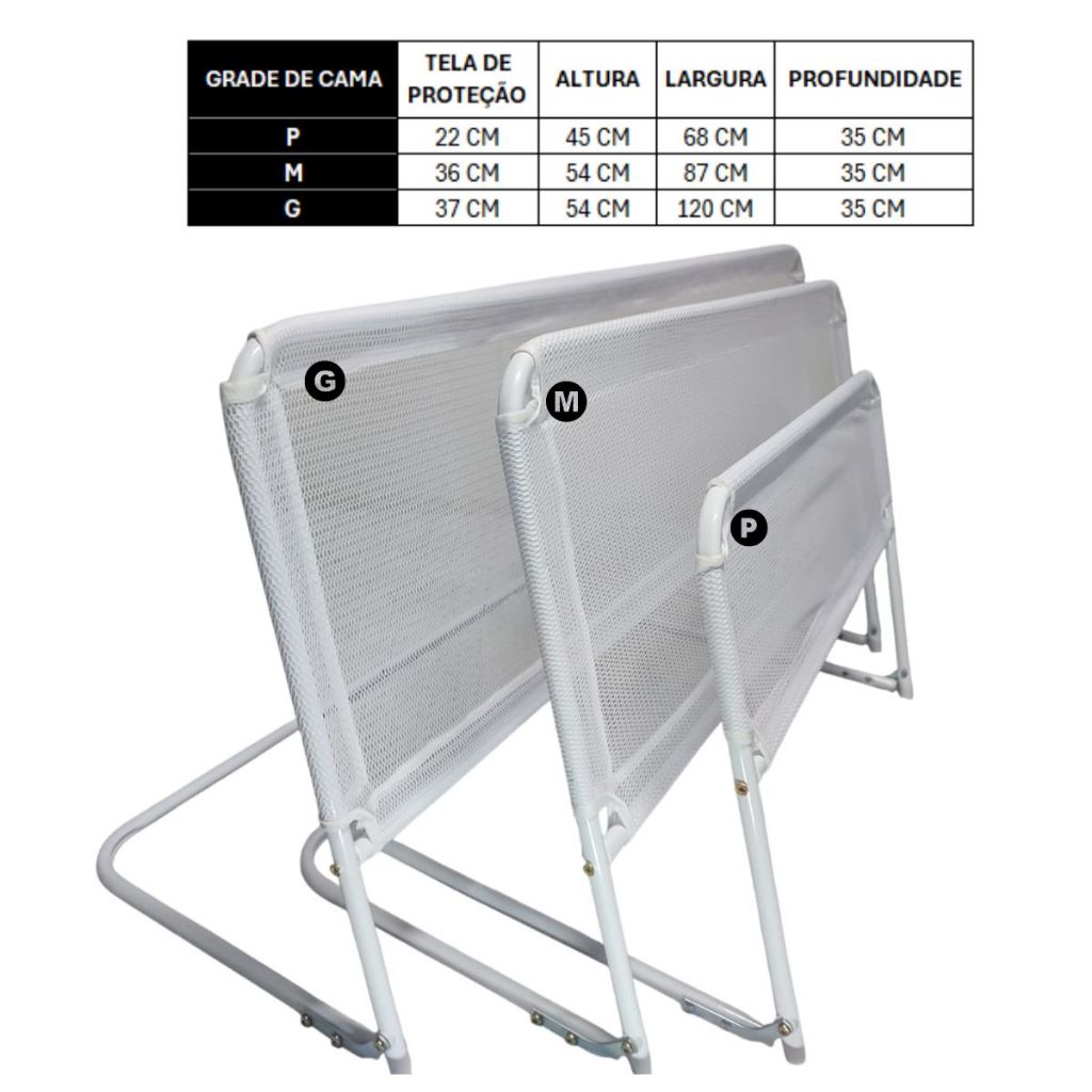 Grade De Cama LAVÁVEL Normal Ou Box P-M-G Com Tela de Proteção P/ Crianças e Idosos TAMANHO GRANDE
