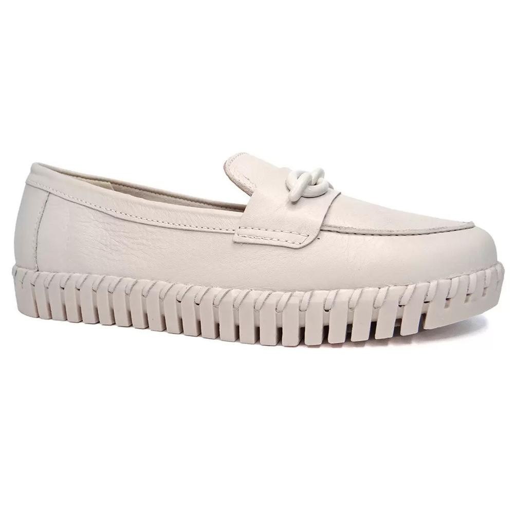 Mocassim Bottero Couro Summer Corrente Feminino – Branco Off