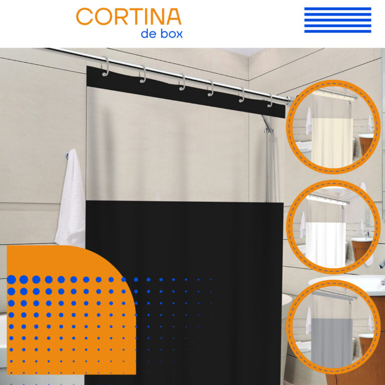 Cortina De Banheiro Box Com Visor Transparente Em 
