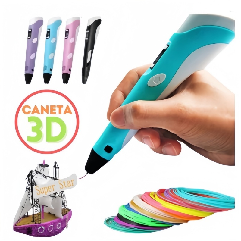 Caneta 3D Impressora Manual Infantil e Adulto Com Filamentos DIY Filamento Plastico ou ABS Tela LCD
