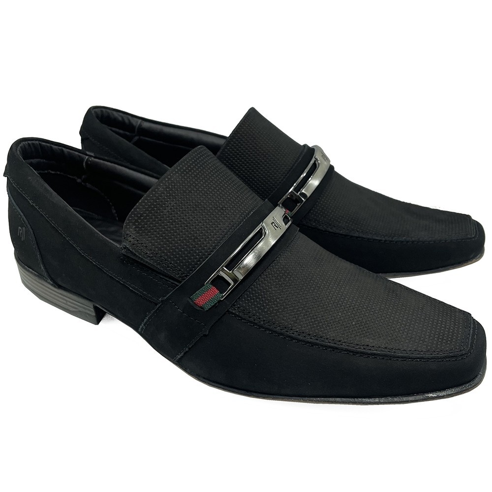 Sapato Social Rafarillo Metal Gorgurão Couro – Preto