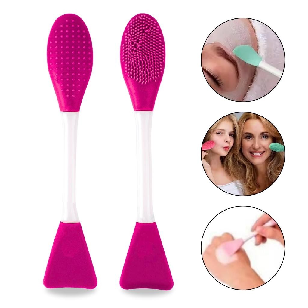 Espátula Dupla Limpeza Pele Silicone Banho Maquiagem Cuidados SkinCare Argila Creme Esfoliante Spa