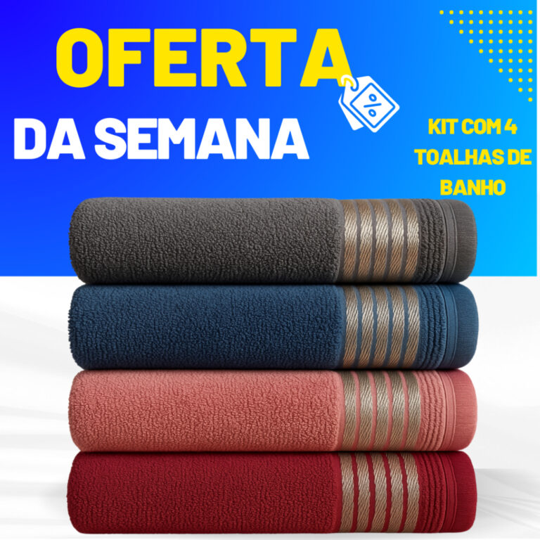 KIT 4 Toalhas de Banho 100% Algodão Banhão Gigan