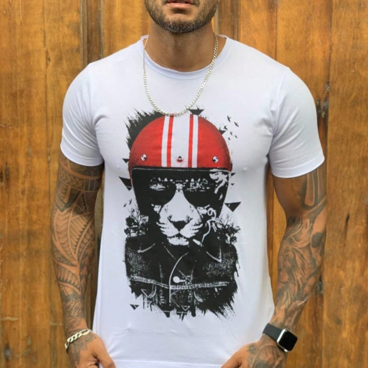 T-shirt Slim Fit Estampada Algodão 30.1