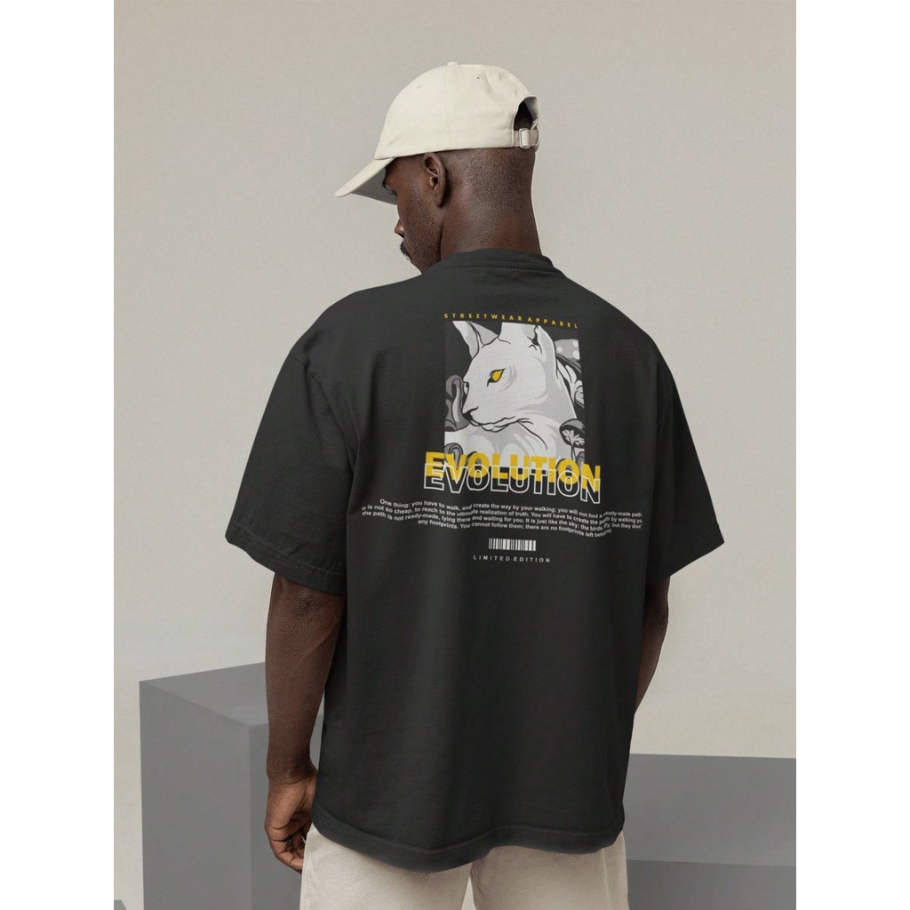 Camiseta Oversize Streetwear Masculino e Feminino 100% Algodão Treino e Dia a Dia Preto e Off Whte E