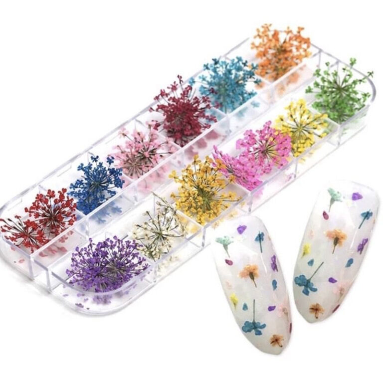 12 Flores Secas Encapsulamento Decoração Unhas D