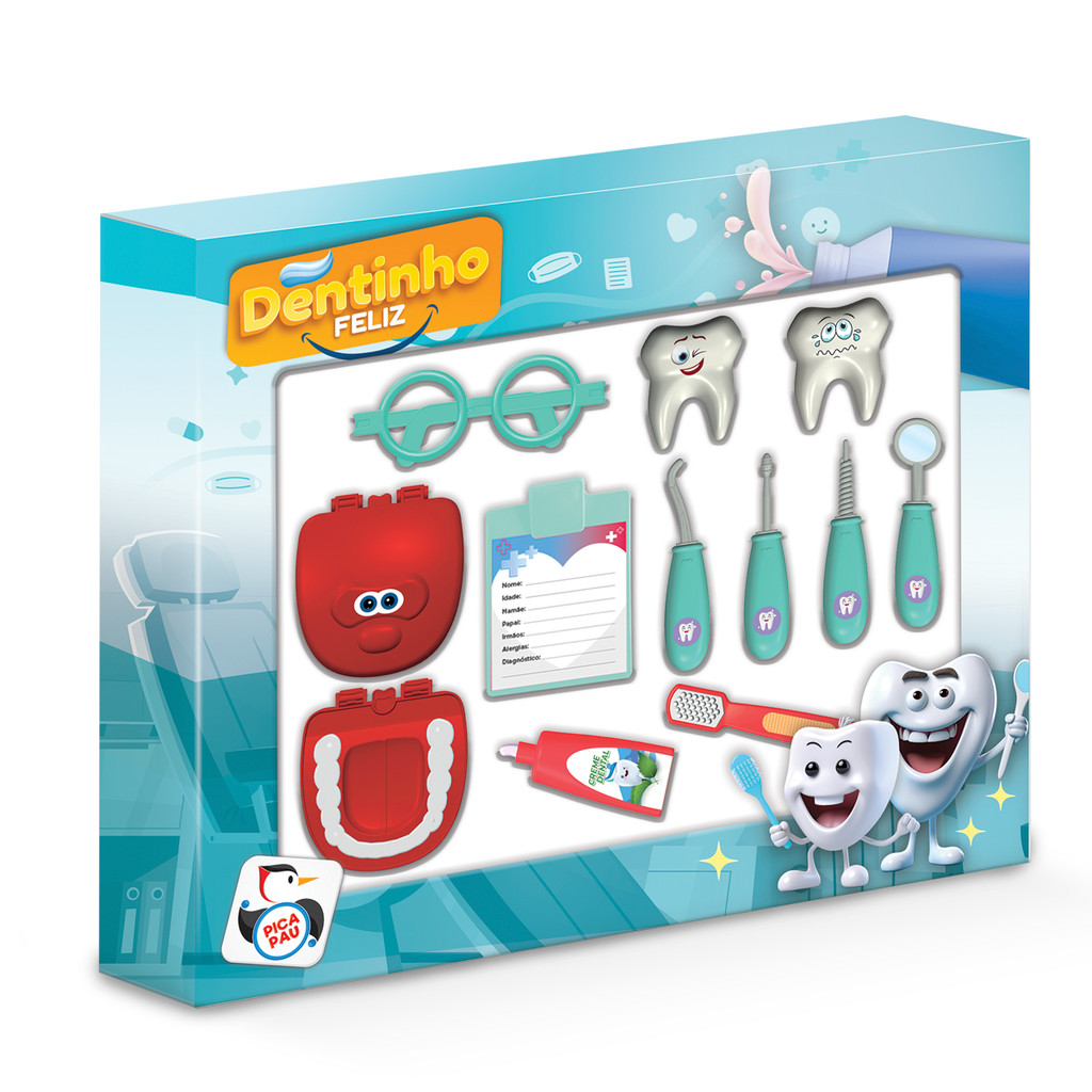 Brinquedo Infantil Brincando de Dentista Menino e Menina + 3 anos Faz de Conta