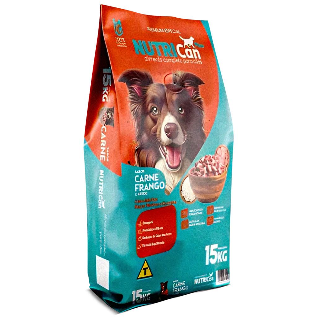 Nutrican 15kg Adultos Ração Premium Carne e Frango