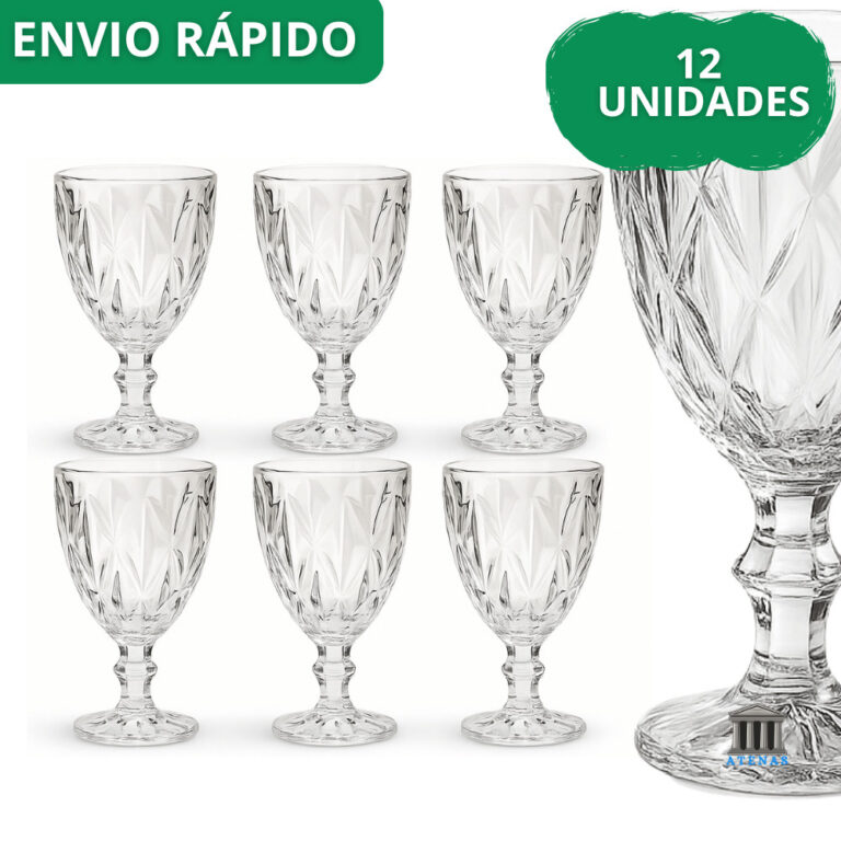 Jogo 6 Taça Diamante Copo Vidro Transparente Taç