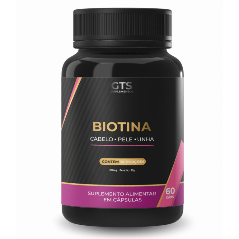 Biotina 500mg  60 Cápsulas para Cabelos, Unhas e 