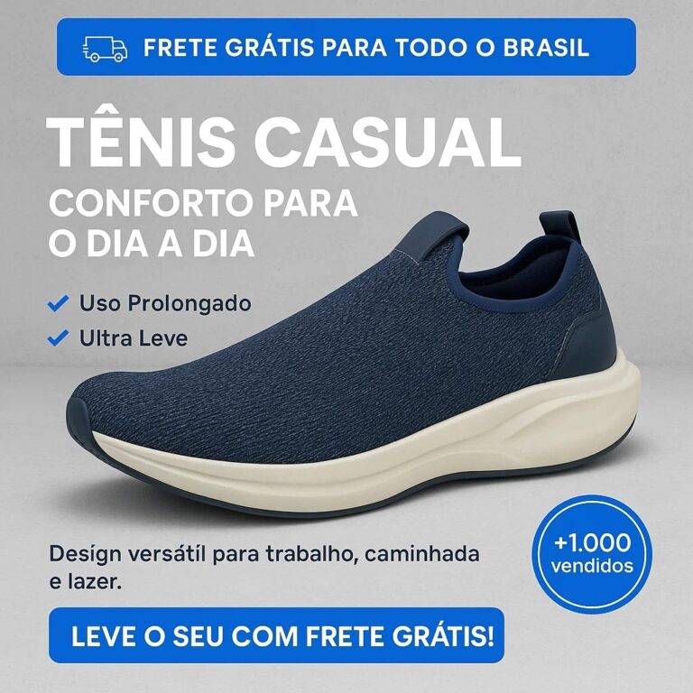 Tênis Slip On Casual Tipo Meia Confortável e Res