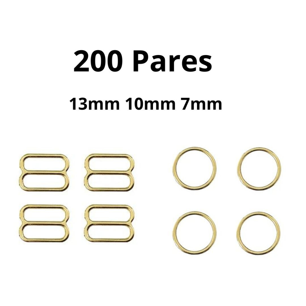 200 Pares de Argola e Regulador Dourado Para Alças de Sutiã