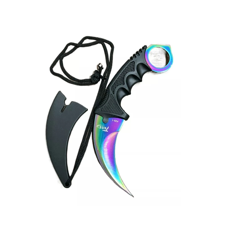 Machete faca pequena pesca camping/preto e colorid
