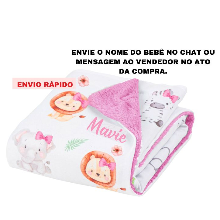 Manta Bebê Personalizada com o Nome do seu Bebê,