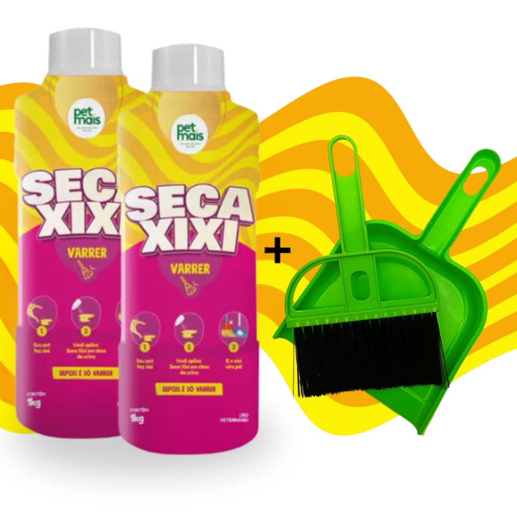 Seca Xixi Varrer Cachorro e Gato 2kg com Mini Vassoura e Mini Pazinha