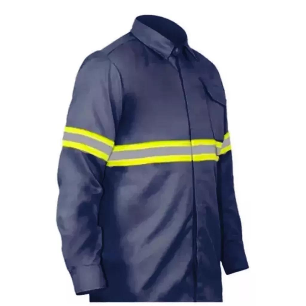 Camisa Brim Botões Cobertos Alexandria C/ Faixa Refletiva Manga Longa Serviços Gerais