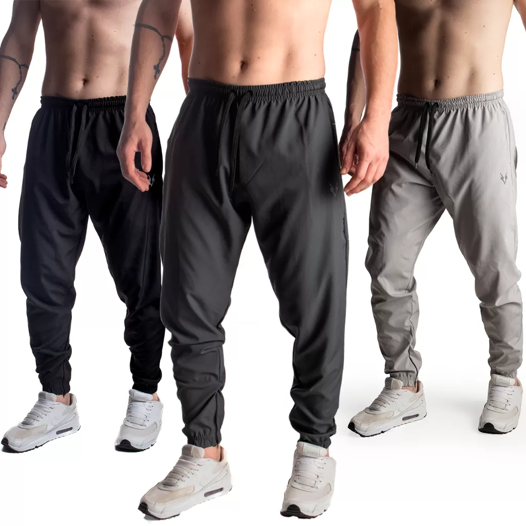 Kit 3 calças Jogger Masculina Flexível Logo Refletivo Tecido com Elastano Elástico no Punho