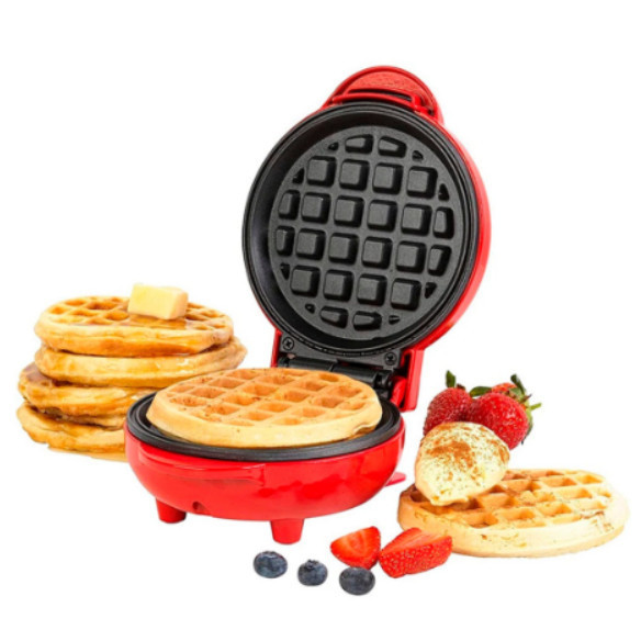 Mini Máquina De Waffles Coração E Redondo Elét