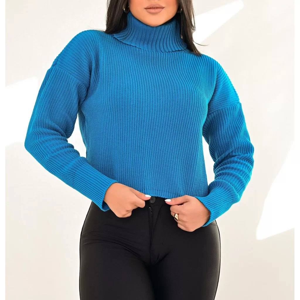 GOLA ALTA FEMININA LISA BASICA PONTO FANG MODA BLOGUEIRA CACHARREL OMBRO CAIDO MODINHA