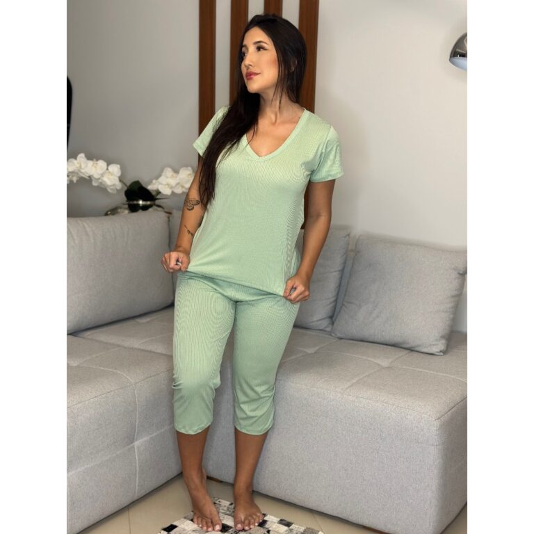 Pijama Feminino: Conjunto Pescador Curto Manga Cur