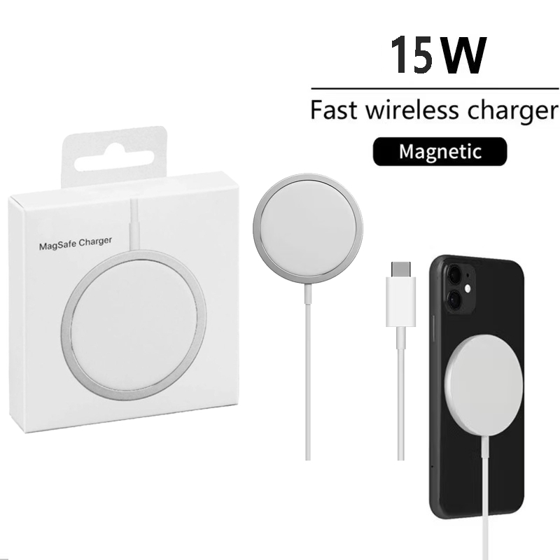 Carregador Magnético Sem Fio 15W Tipo-C Rápido Compatível com iPhone 15 14 13 12 Fixação Forte Turbo