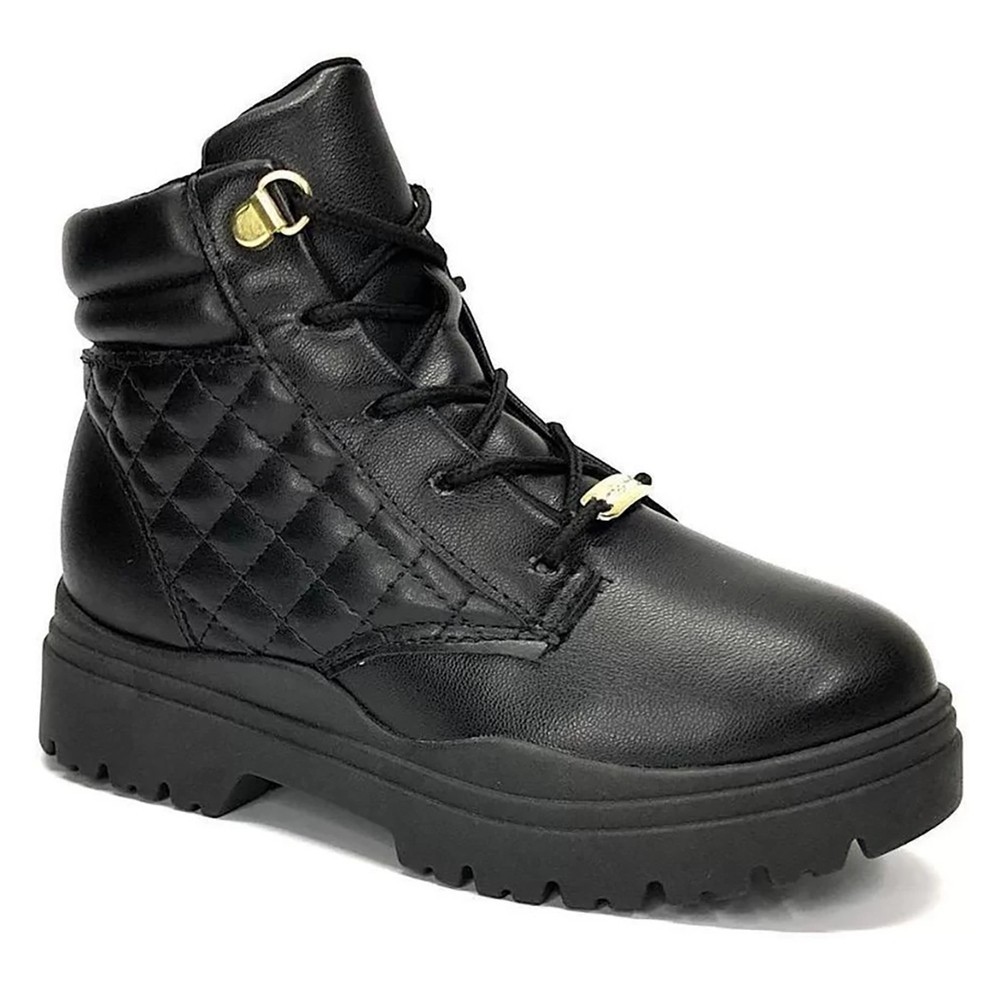 Bota Coturno Infantil Molekinha Matelasse Menina – Preto