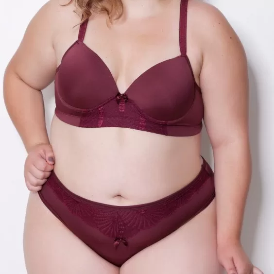 Conjunto Plus Size Sutiã Com Bojo e Calcinha Em R