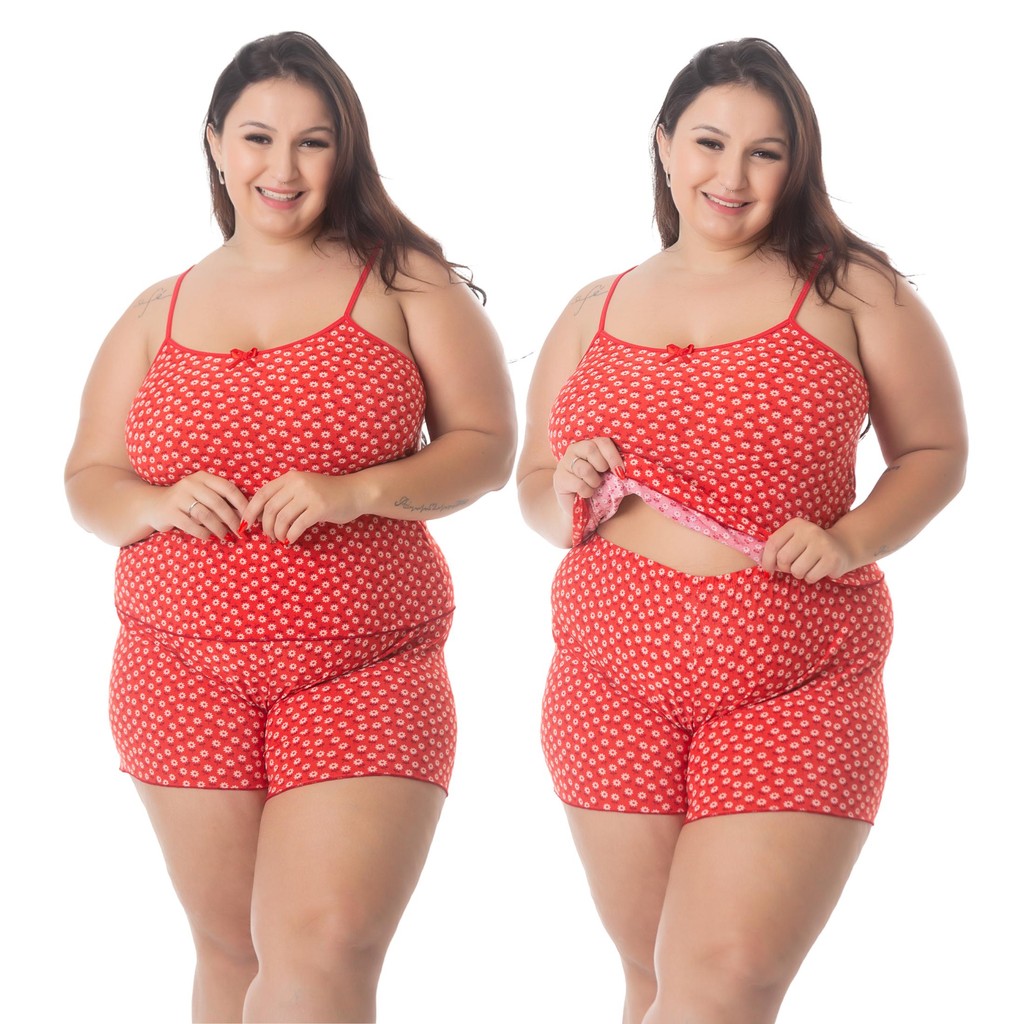Short Doll Baby Doll Plus Size de Liganete XGG Estampado