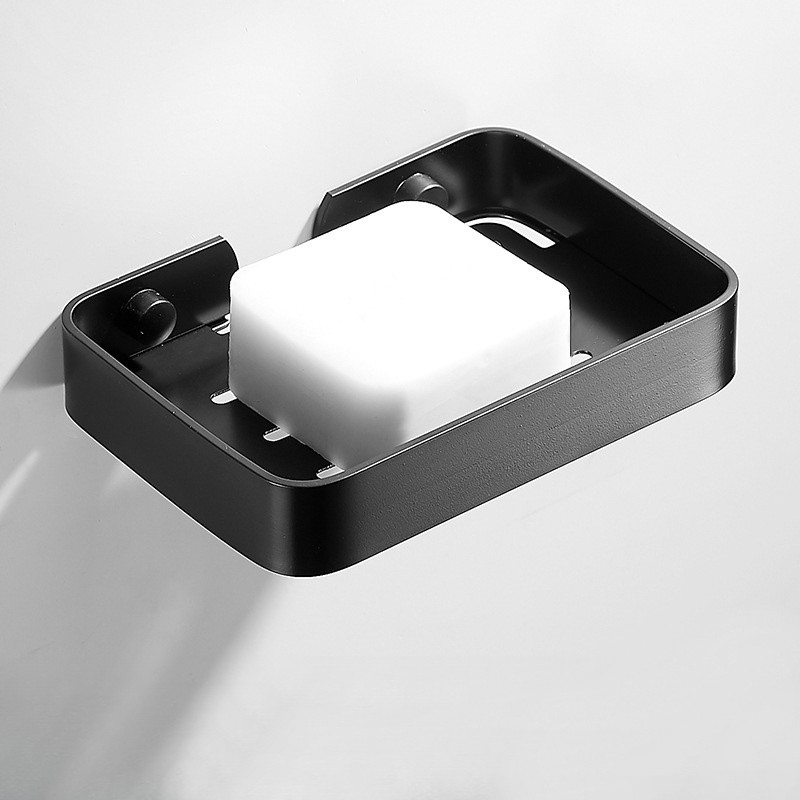 Saboneteira De Banheiro De Alumínio Preto, saboneteiras decorativas de parede, cesta quadrada, cesta