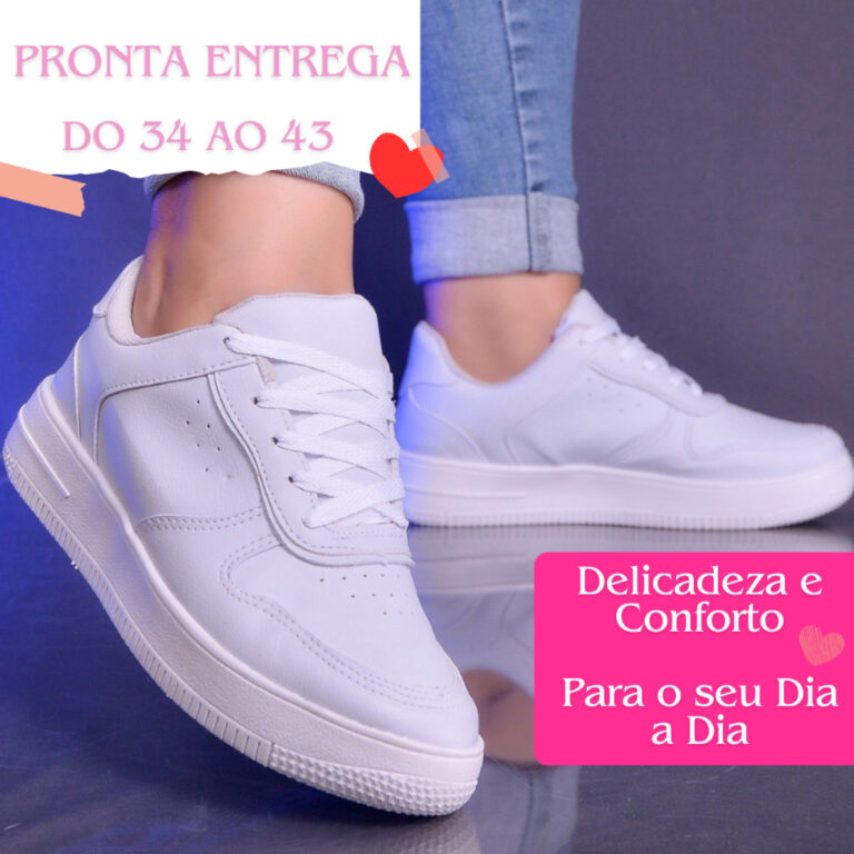 Kit 2 Tênis Feminino Masculino Branco Preto para 