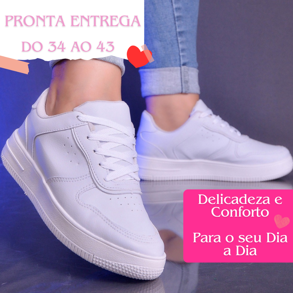 Kit 2 Tênis Feminino Masculino Branco Preto para Sair, Academia, Corrida e Caminhada Promoção
