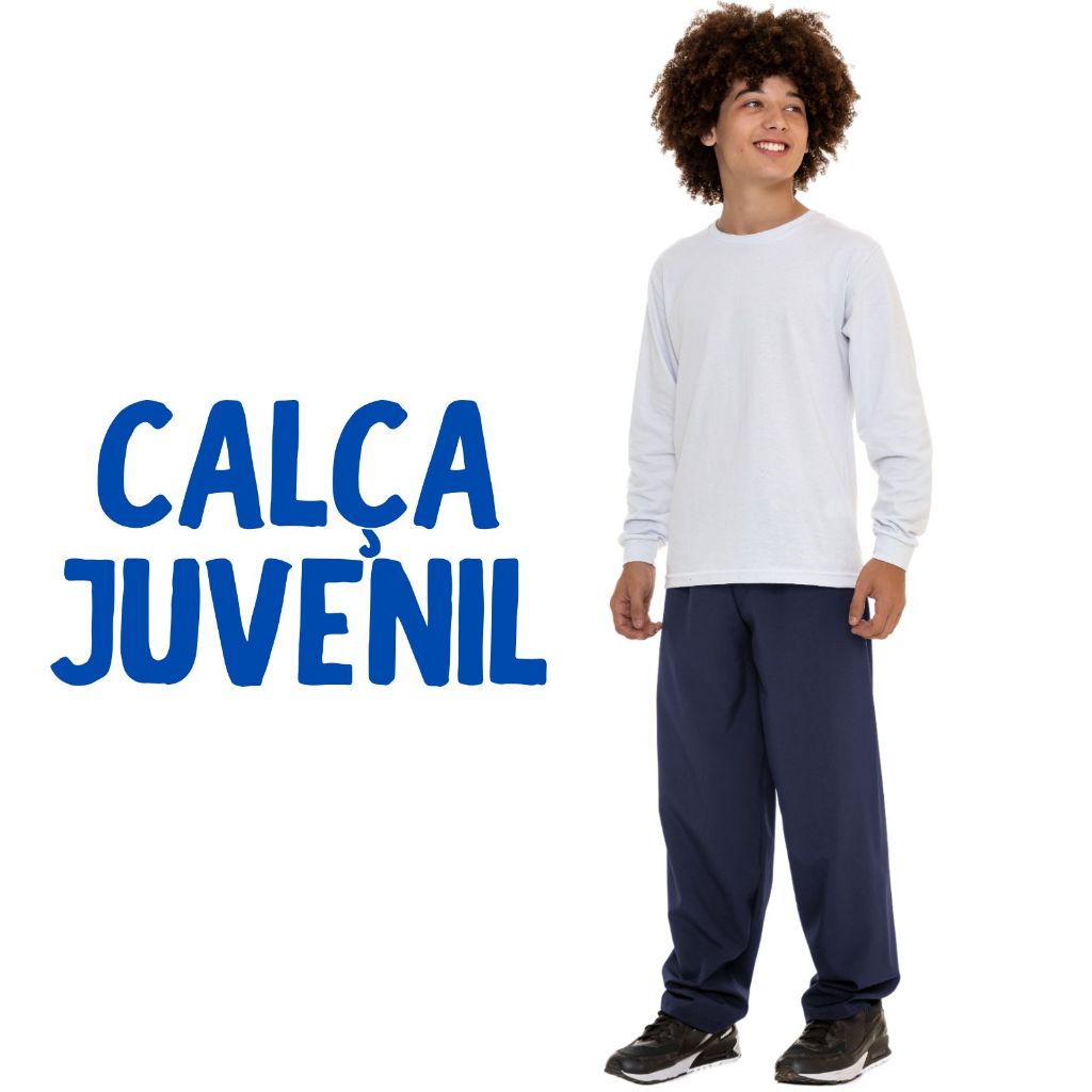 Calça Juvenil Menino Poliamida Tactel Sem Bolso Lisa 3060-C2
