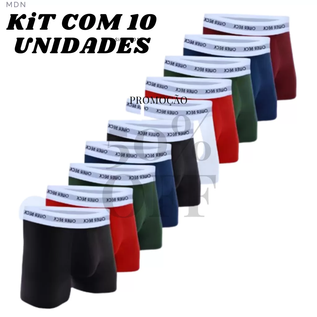 Kit Com 10 Cuecas Boxer Masculina Microfibra Original