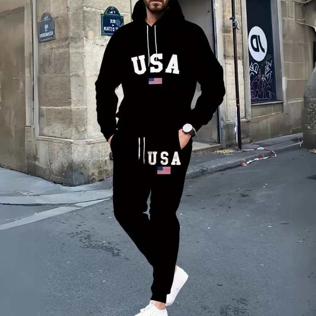 Conjunto Masculino Moletom Calça Moletom Jogger USA Moda Gringa Algodão Forrado Inverno