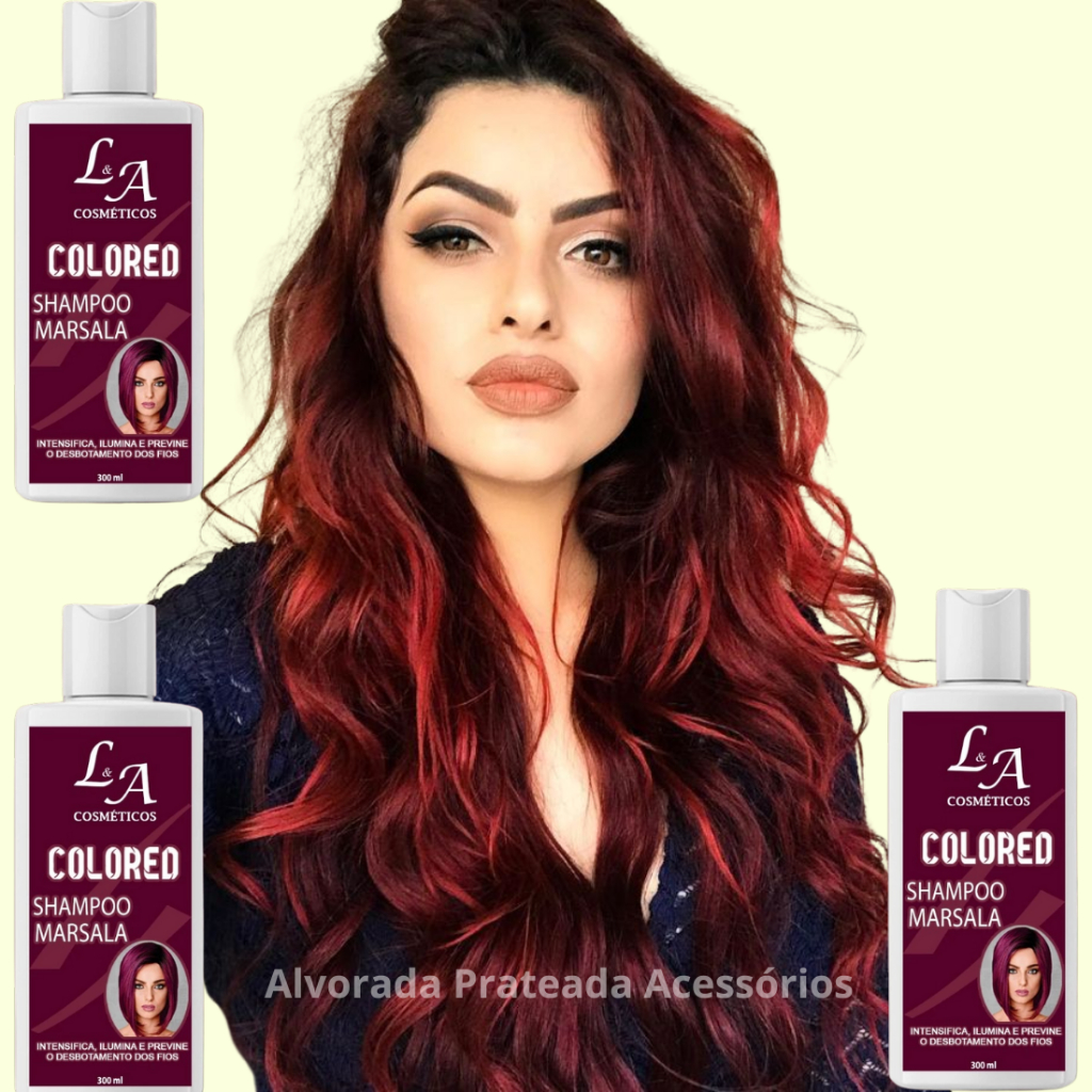Shampoo Tonalizante Marsala Intenso  Sem Amônia  Resultado 100% Natural La cosméticos 300ml
