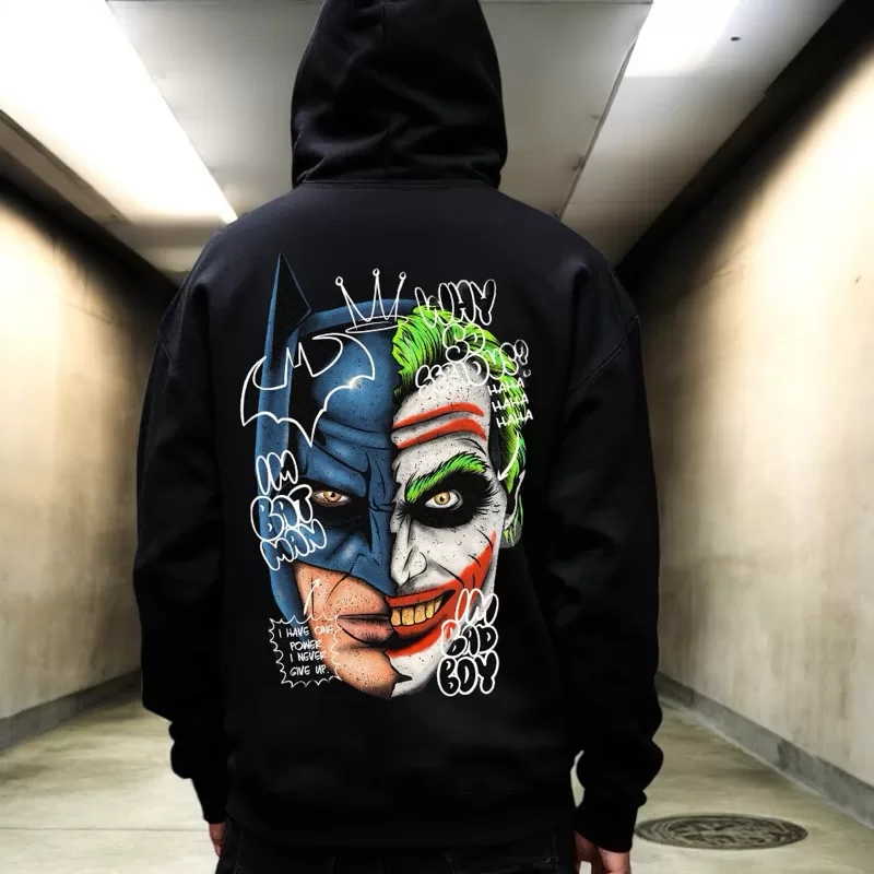 Moletom Canguru Heróis Batman Coringa Masculino Blusa de Frio Inverno Agasalho Desenho Filme com Cap